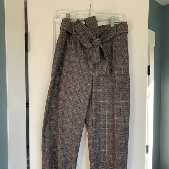 Aritzia Wilfred Tie Waist Plaid Pants Size 6 - Picture 1 of 4